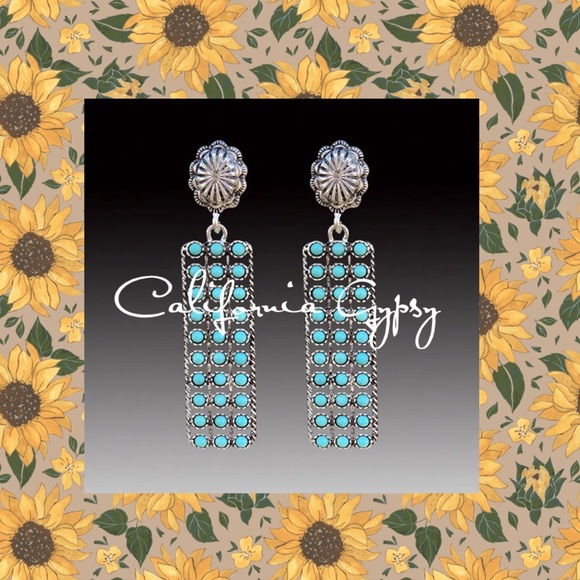 Turquoise Western Concho Earrings - Picture 4 of 7